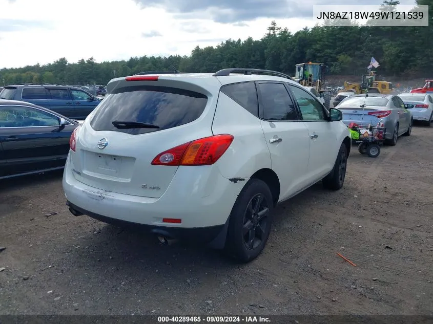 2009 Nissan Murano S VIN: JN8AZ18W49W121539 Lot: 40289465