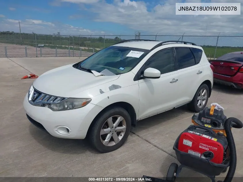 JN8AZ18U09W102078 2009 Nissan Murano S