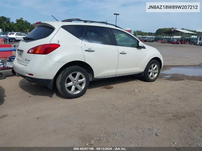 2009 Nissan Murano S VIN: JN8AZ18W89W207212 Lot: 40357199