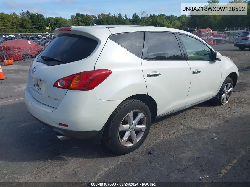 2009 Nissan Murano S/Sl/Le VIN: JN8AZ18WX9W128592 Lot: 40387690