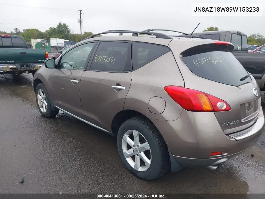 2009 Nissan Murano Sl VIN: JN8AZ18W89W153233 Lot: 40413081