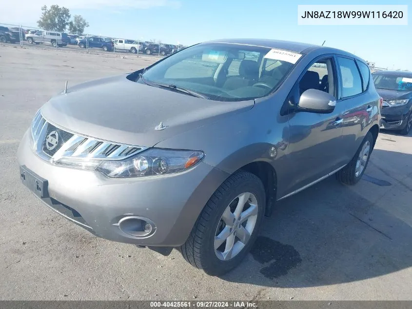 2009 Nissan Murano S VIN: JN8AZ18W99W116420 Lot: 40425561