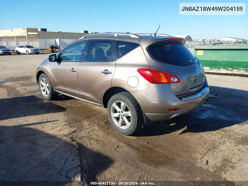 2009 Nissan Murano S/Sl/Le VIN: JN8AZ18W49W204159 Lot: 40437730