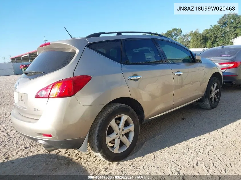 2009 Nissan Murano Sl VIN: JN8AZ18U99W020463 Lot: 40447506