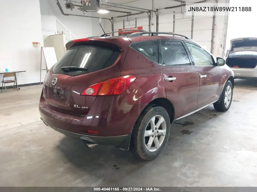 JN8AZ18W89W211888 2009 Nissan Murano Sl