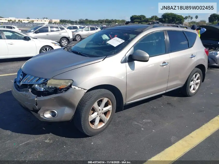 JN8AZ18U89W002455 2009 Nissan Murano Sl