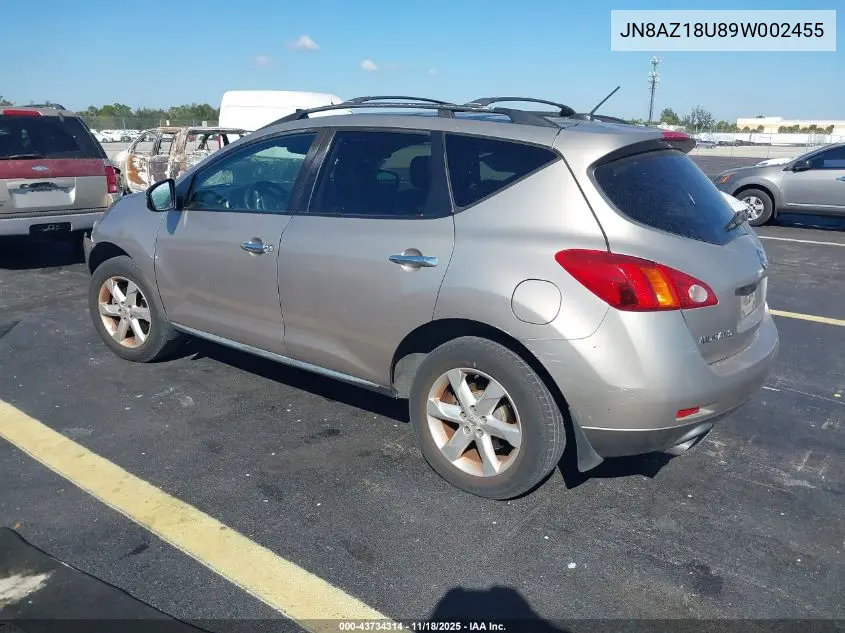 JN8AZ18U89W002455 2009 Nissan Murano Sl