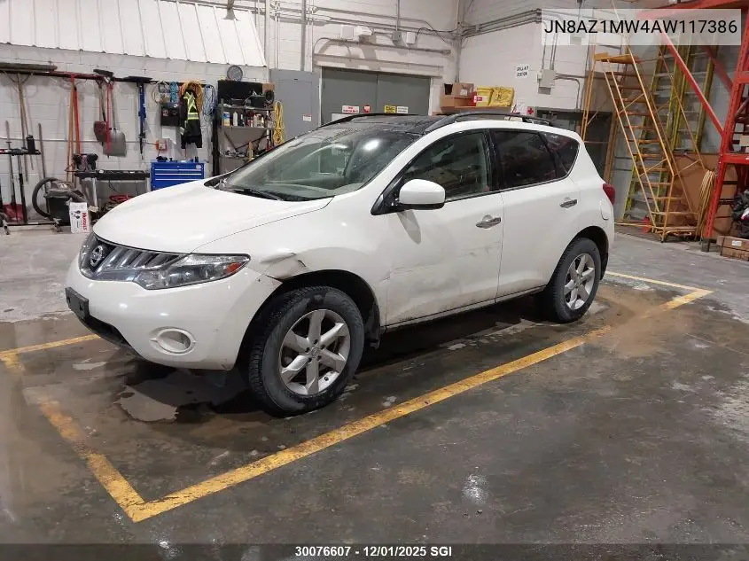 JN8AZ1MW4AW117386 2010 Nissan Murano S/Sl/Le