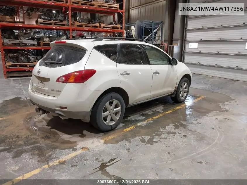 JN8AZ1MW4AW117386 2010 Nissan Murano S/Sl/Le