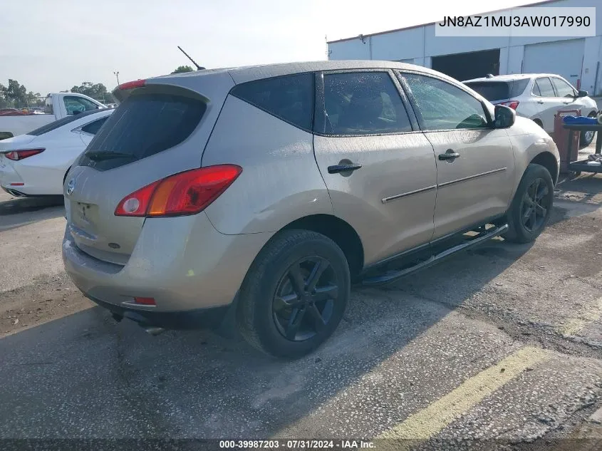 2010 Nissan Murano S/Sl/Le VIN: JN8AZ1MU3AW017990 Lot: 39987203