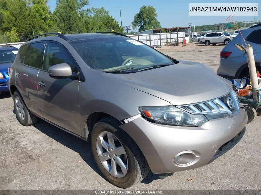 2010 Nissan Murano S/Sl/Le VIN: JN8AZ1MW4AW107943 Lot: 40189769