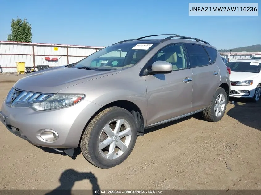 2010 Nissan Murano Sl VIN: JN8AZ1MW2AW116236 Lot: 40265644