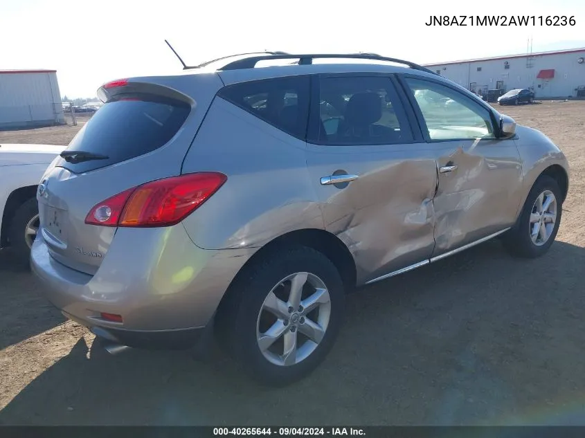 JN8AZ1MW2AW116236 2010 Nissan Murano Sl