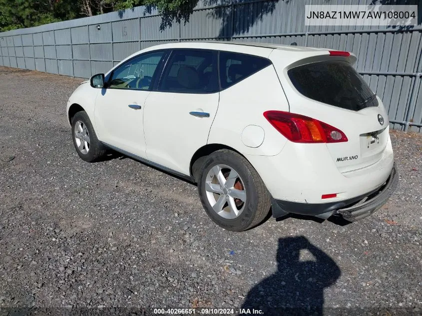 2010 Nissan Murano S VIN: JN8AZ1MW7AW108004 Lot: 40266651