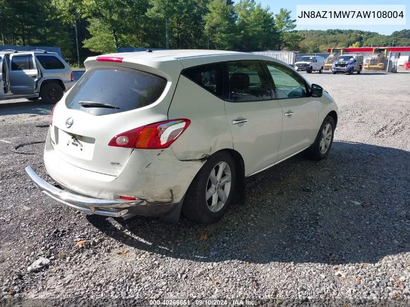 2010 Nissan Murano S VIN: JN8AZ1MW7AW108004 Lot: 40266651