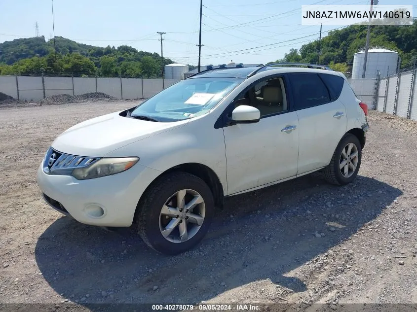 2010 Nissan Murano Sl VIN: JN8AZ1MW6AW140619 Lot: 40278079