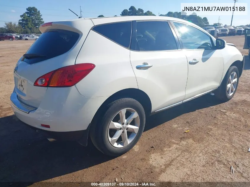 2010 Nissan Murano S VIN: JN8AZ1MU7AW015188 Lot: 40309137