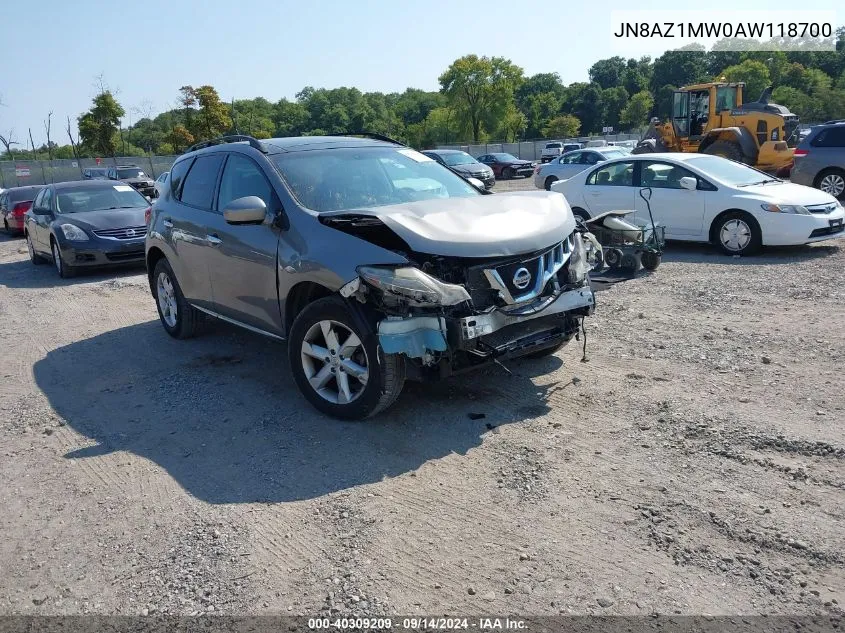 2010 Nissan Murano S/Sl/Le VIN: JN8AZ1MW0AW118700 Lot: 40309209