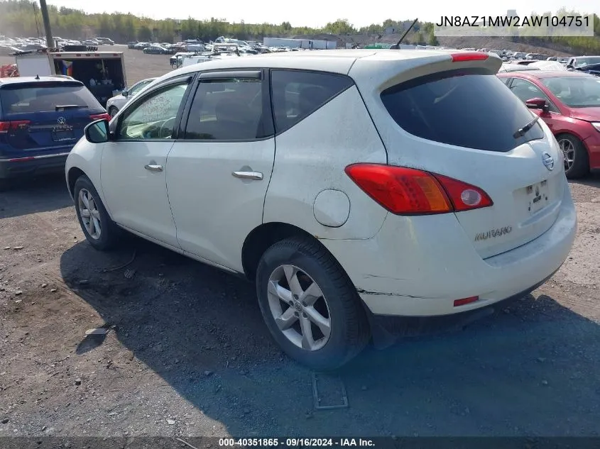 JN8AZ1MW2AW104751 2010 Nissan Murano S