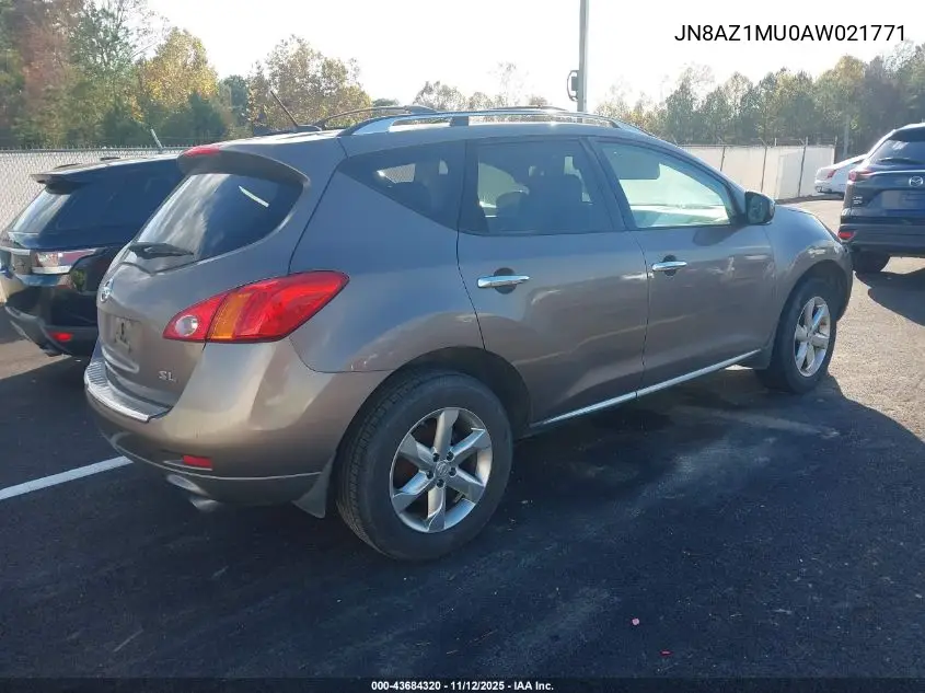 JN8AZ1MU0AW021771 2010 Nissan Murano Sl
