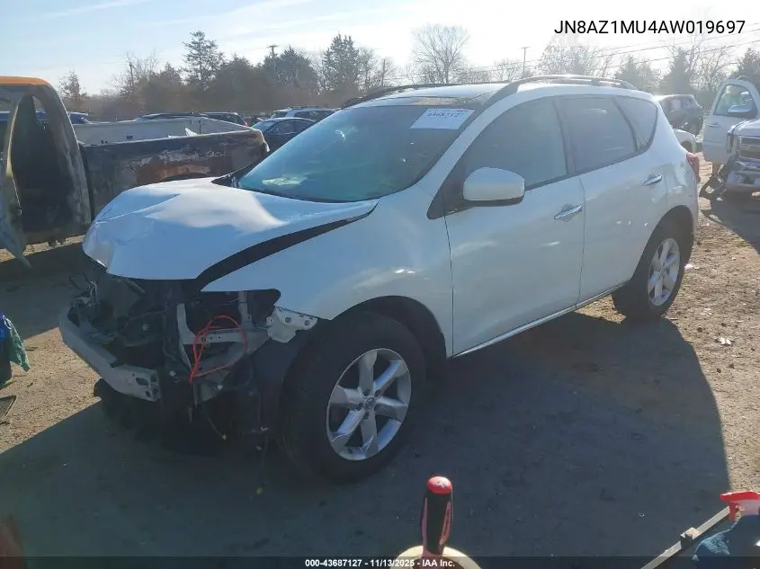 JN8AZ1MU4AW019697 2010 Nissan Murano Sl