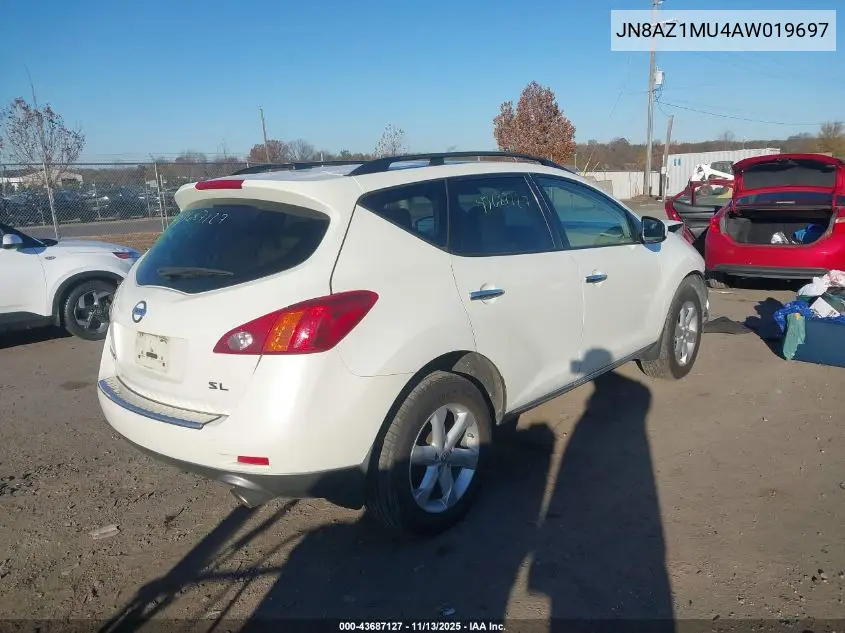 JN8AZ1MU4AW019697 2010 Nissan Murano Sl