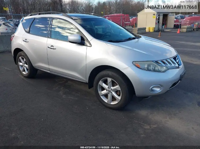 JN8AZ1MW3AW117668 2010 Nissan Murano Sl