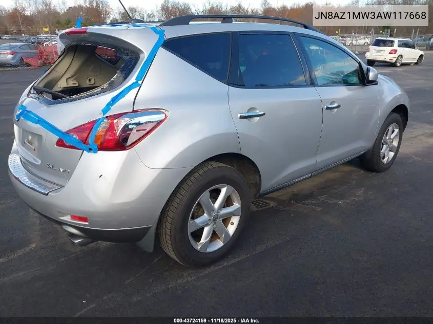 JN8AZ1MW3AW117668 2010 Nissan Murano Sl