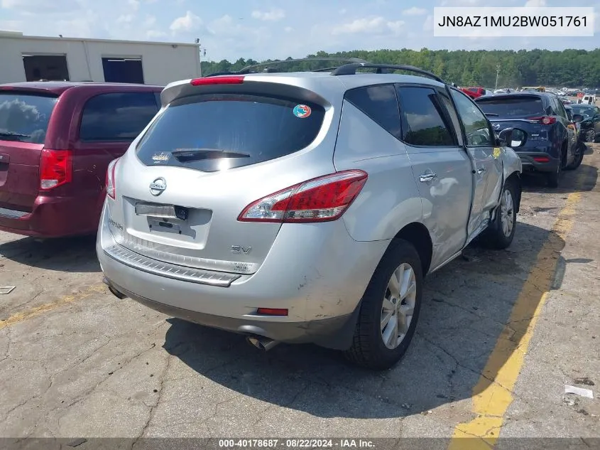 JN8AZ1MU2BW051761 2011 Nissan Murano Sv