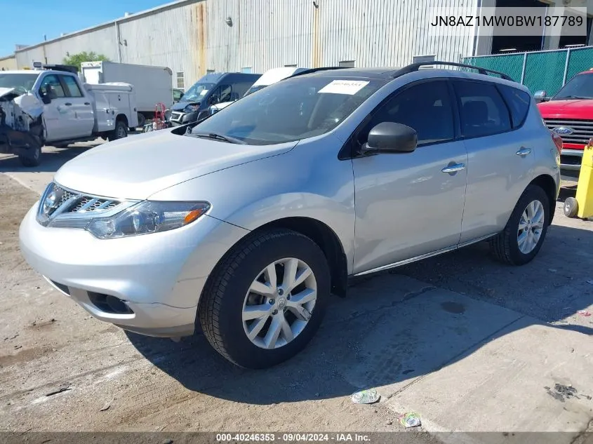 2011 Nissan Murano S/Sl/Le VIN: JN8AZ1MW0BW187789 Lot: 40246353