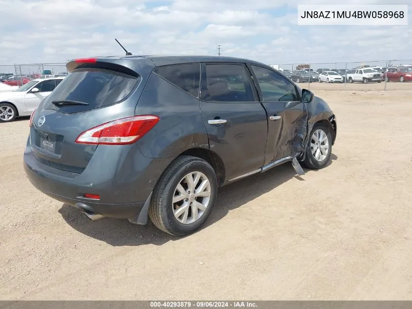 2011 Nissan Murano S VIN: JN8AZ1MU4BW058968 Lot: 40293879