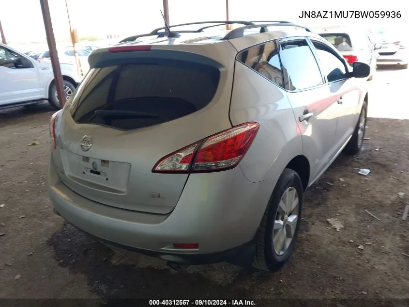 2011 Nissan Murano S/Sl/Le VIN: JN8AZ1MU7BW059936 Lot: 40312557