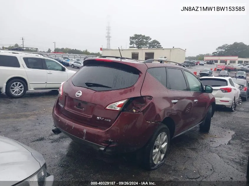 2011 Nissan Murano Sv VIN: JN8AZ1MW1BW153585 Lot: 40329187