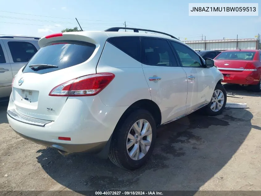 2011 Nissan Murano S/Sl/Le VIN: JN8AZ1MU1BW059513 Lot: 40372627