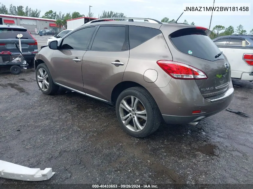 2011 Nissan Murano S/Sl/Le VIN: JN8AZ1MW2BW181458 Lot: 40433653