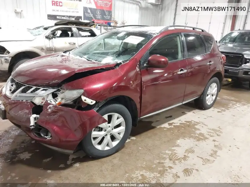 JN8AZ1MW3BW171490 2011 Nissan Murano Sv