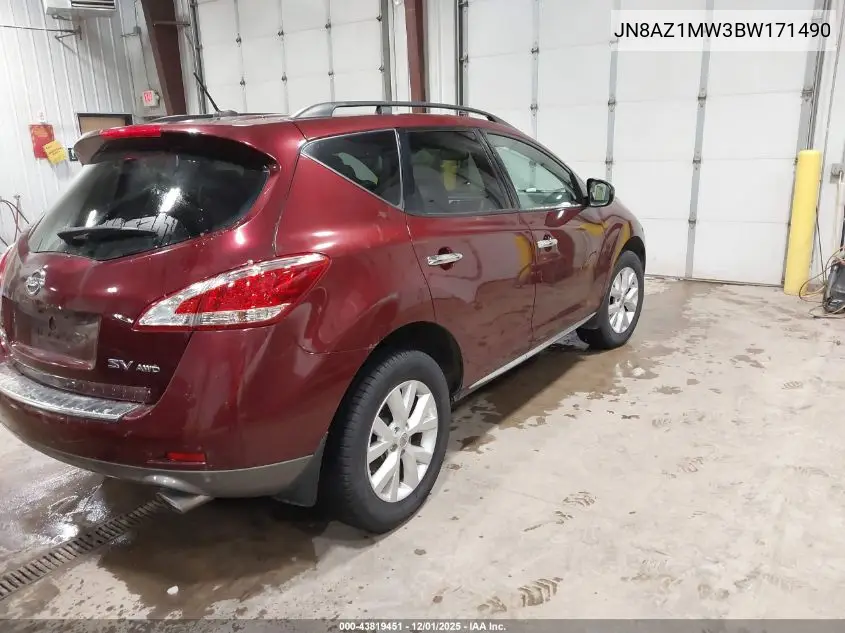 JN8AZ1MW3BW171490 2011 Nissan Murano Sv