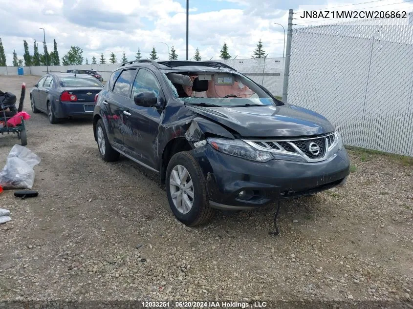 2012 Nissan Murano Sl VIN: JN8AZ1MW2CW206862 Lot: 12033251