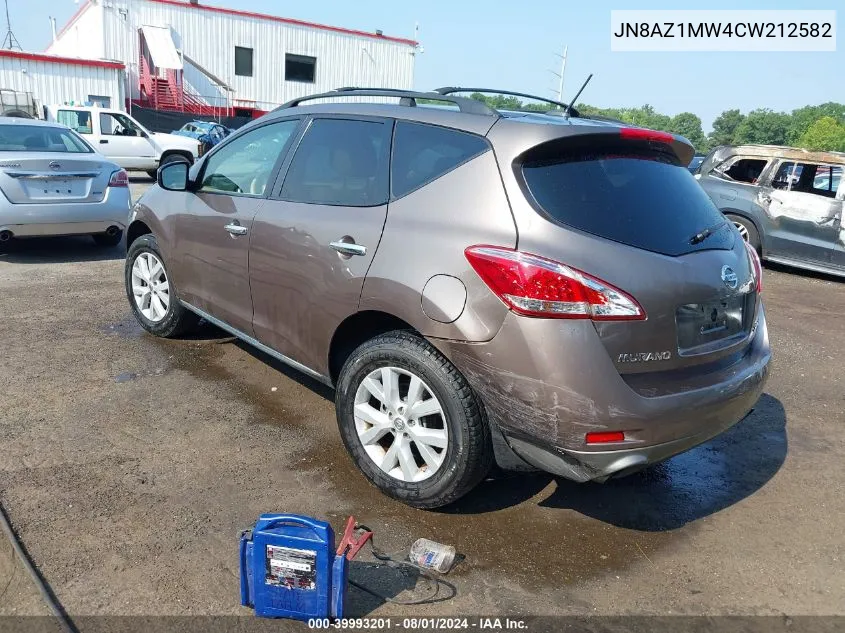 2012 Nissan Murano Sl VIN: JN8AZ1MW4CW212582 Lot: 39993201