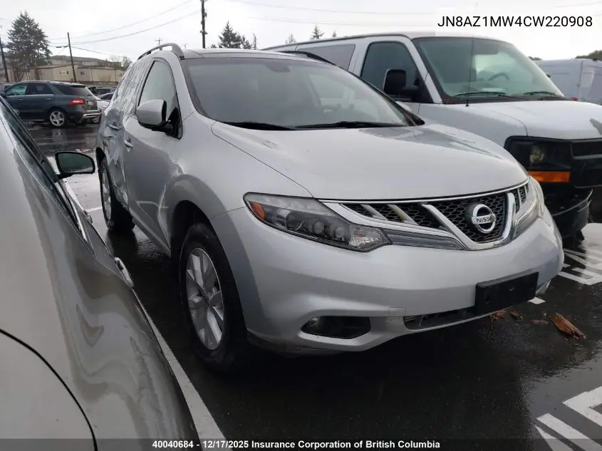 JN8AZ1MW4CW220908 2012 Nissan Murano S/Sl/Le