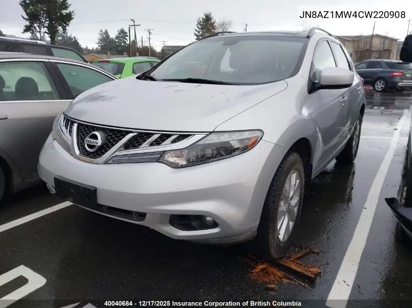 JN8AZ1MW4CW220908 2012 Nissan Murano S/Sl/Le