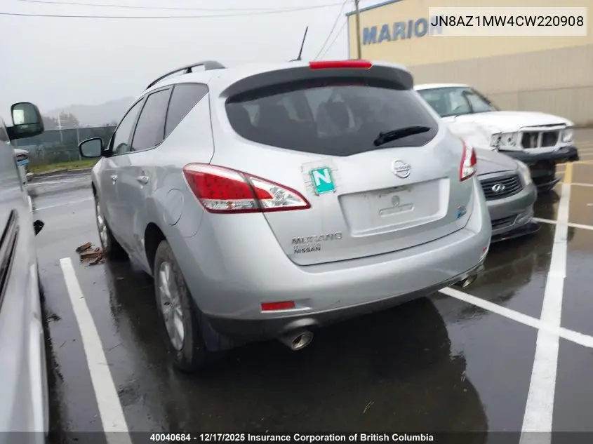 JN8AZ1MW4CW220908 2012 Nissan Murano S/Sl/Le
