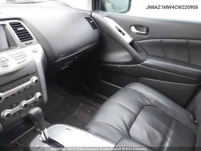 JN8AZ1MW4CW220908 2012 Nissan Murano S/Sl/Le