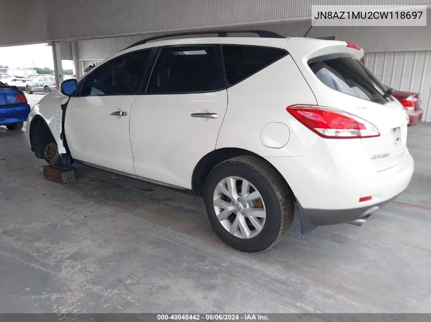 JN8AZ1MU2CW118697 2012 Nissan Murano S/Sl/Le