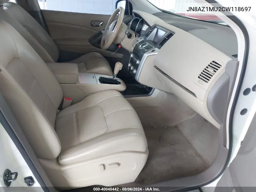 JN8AZ1MU2CW118697 2012 Nissan Murano S/Sl/Le