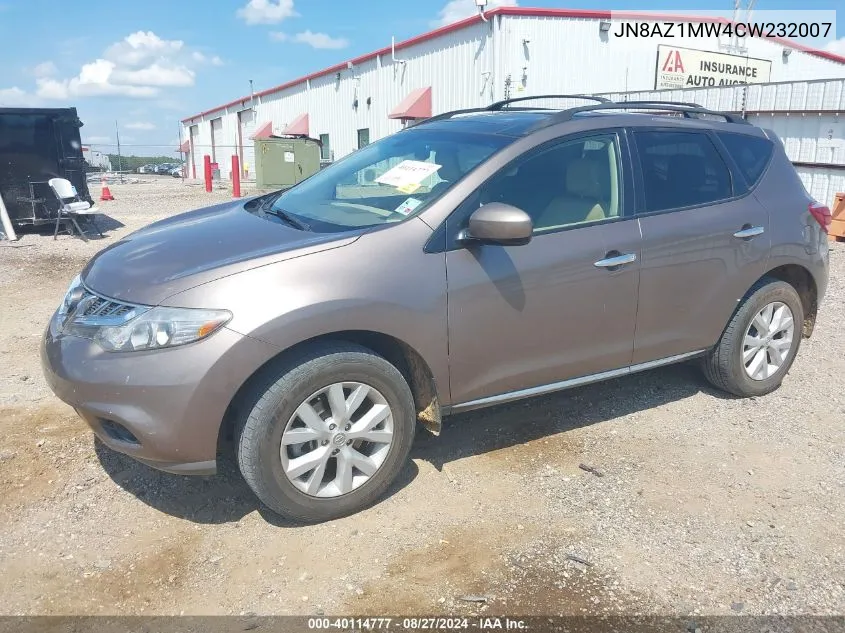 2012 Nissan Murano Sl VIN: JN8AZ1MW4CW232007 Lot: 40114777