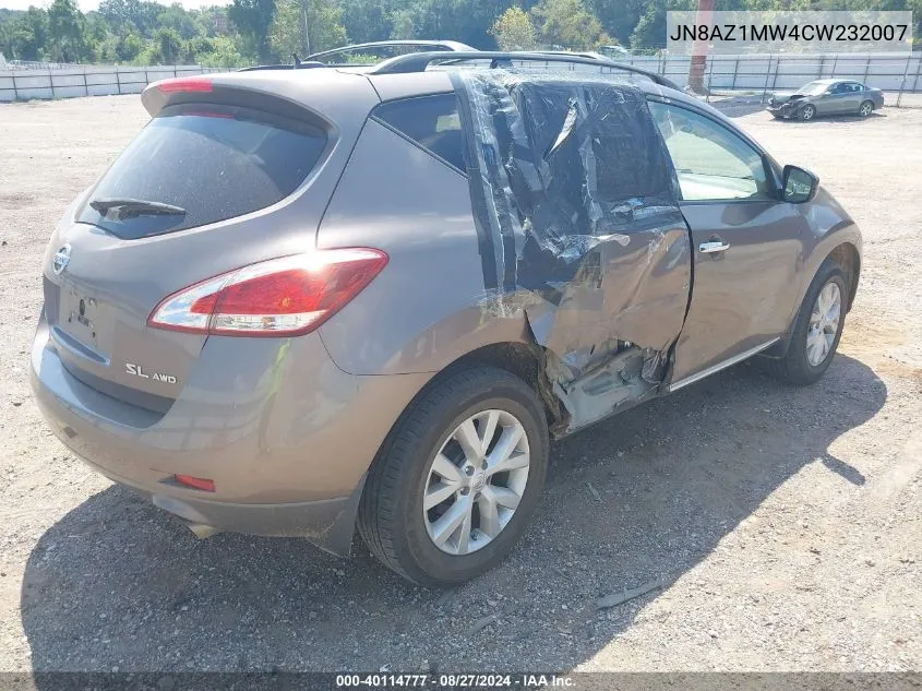 2012 Nissan Murano Sl VIN: JN8AZ1MW4CW232007 Lot: 40114777