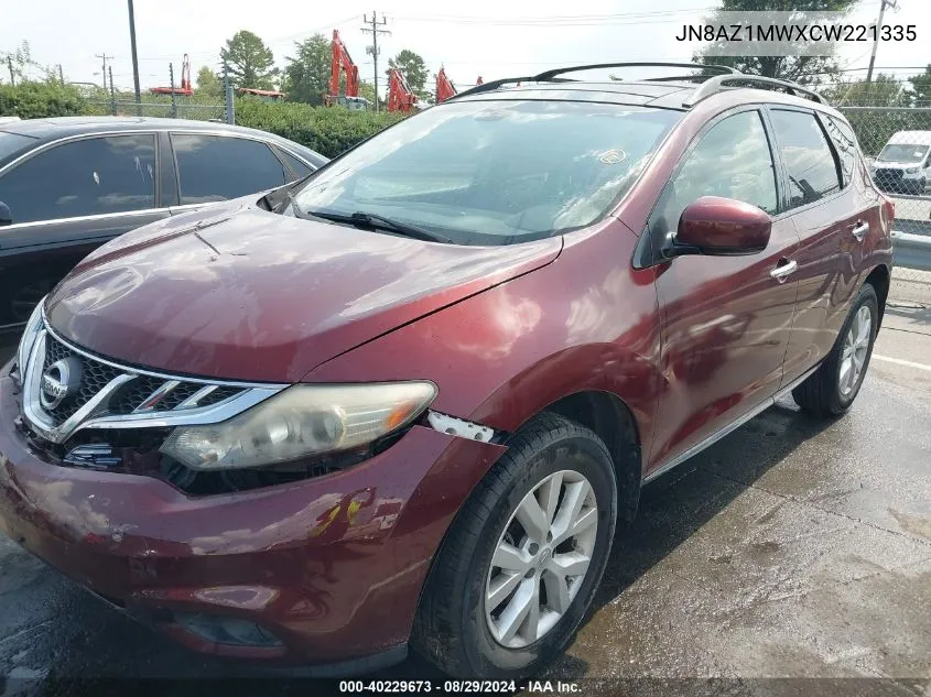 2012 Nissan Murano Sl VIN: JN8AZ1MWXCW221335 Lot: 40229673