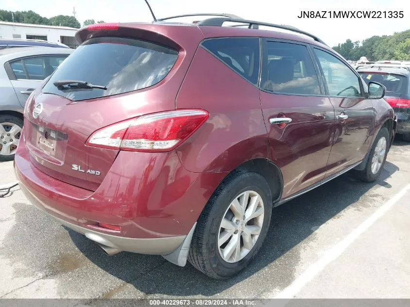 JN8AZ1MWXCW221335 2012 Nissan Murano Sl