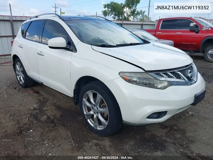 2012 Nissan Murano Le VIN: JN8AZ1MU6CW119352 Lot: 40241827